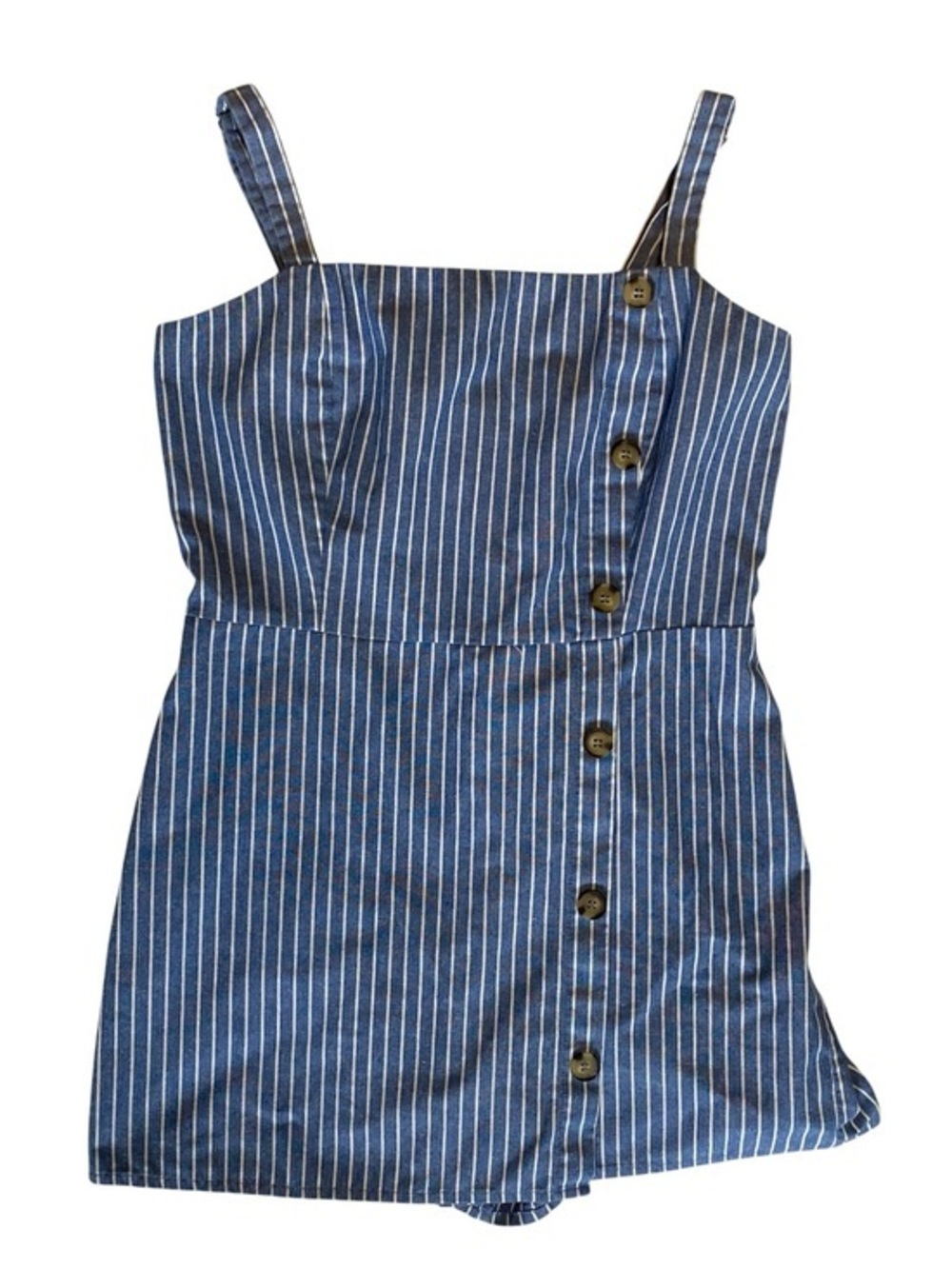 Timing Denim Pinstriped Chambray Skort Romper Size S Nautical Regatta Coastal